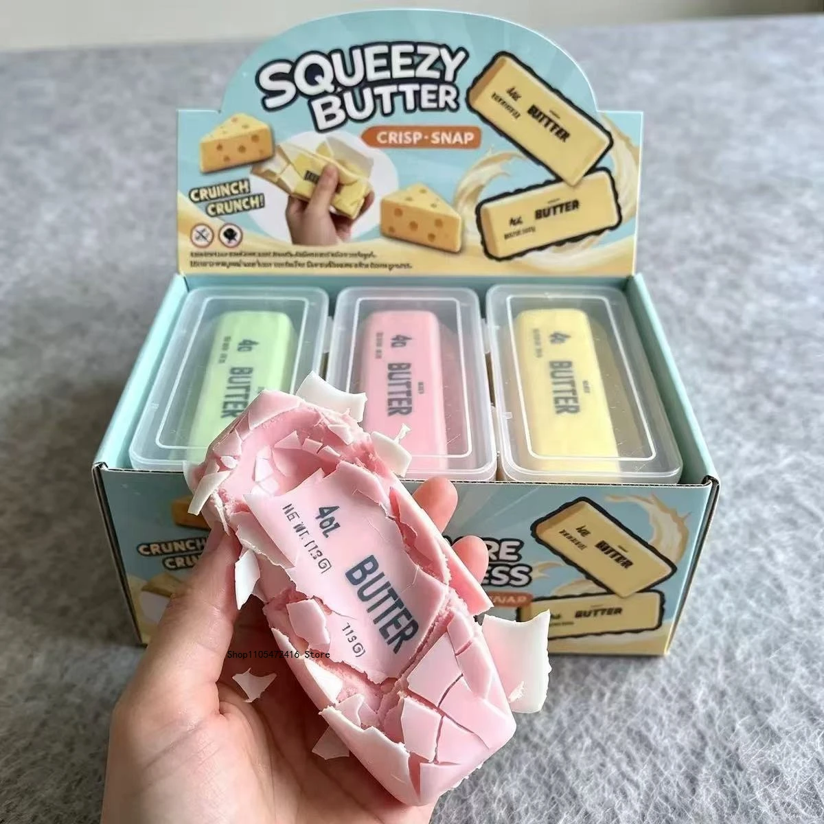 Heiß begehrter knuspriger gelber Butterstick, langsam zurückfederndes, weiches Stressabbau-Spielzeug.