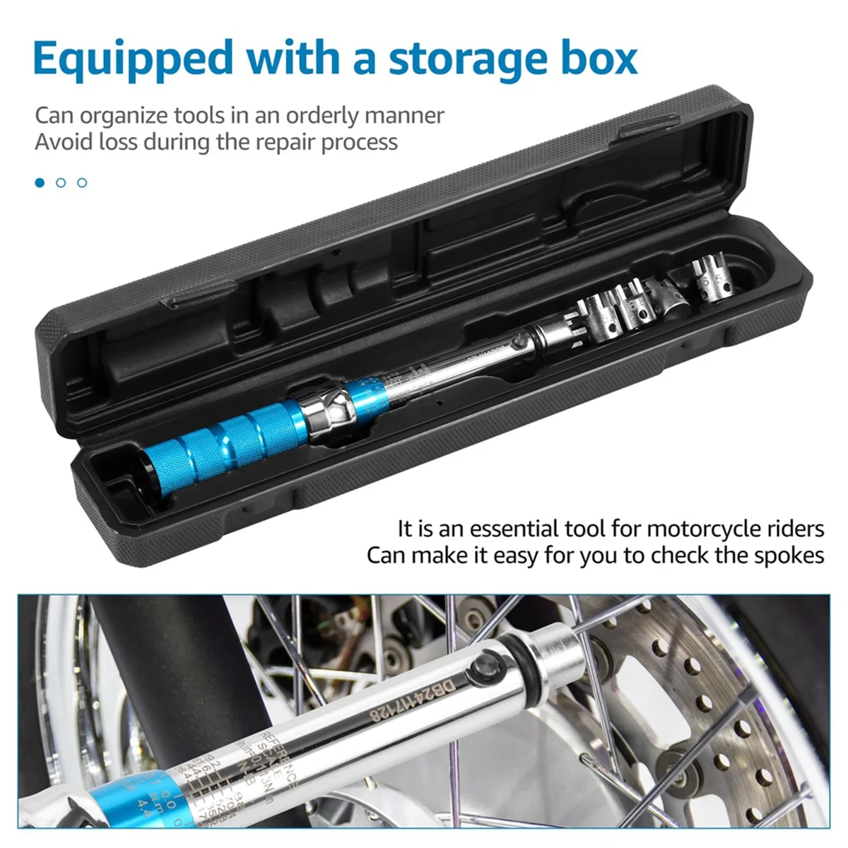 ABIT Spoke Torque Wrench, 2-10 NM Motorcycle Spoke Wrench Set, Steel Torque Wheel Spoke Spanner with Storage Box, 5.0-6.8mm
