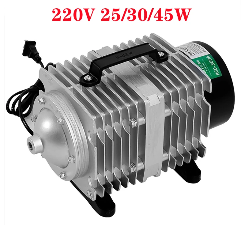 

220V 25/30/45W Fish Tank Electromagnetic Oxygen Booster Pump Household Low Noise Air Compressor for Pond Air Aerator Pump