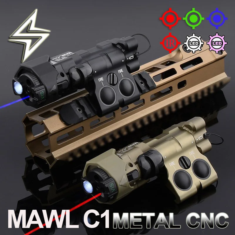 

Tactical Metal CNC MAWL C1+ IR Laser Red Dot Green Blue Laser Aiming Device IR Illumination Weapon Light Airsoft Accessories