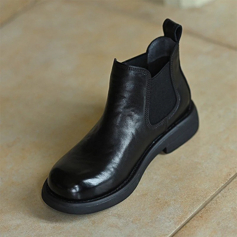 Botines planos para Mujer, zapatillas deportivas, pantalón corto informal, tendencia de invierno 2025, zapatos de cuero para caminar y correr, botas Chelsea de Mujer