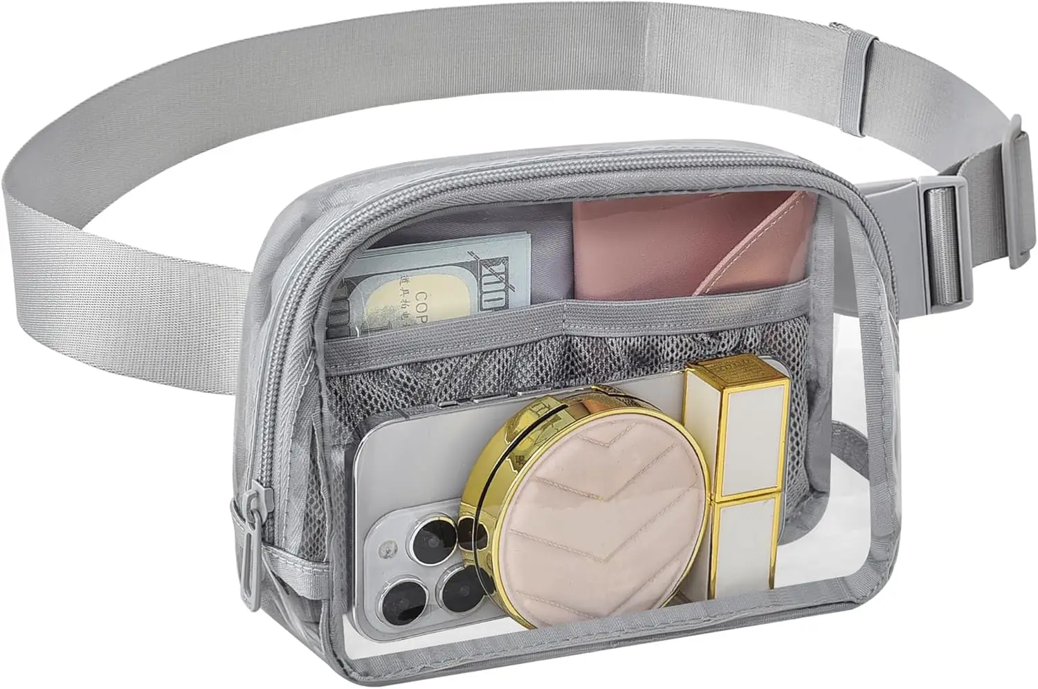 

Clear Fanny Pack for Stadium Events, Concerts, Sports, Beach Hiking Cycling - Grey