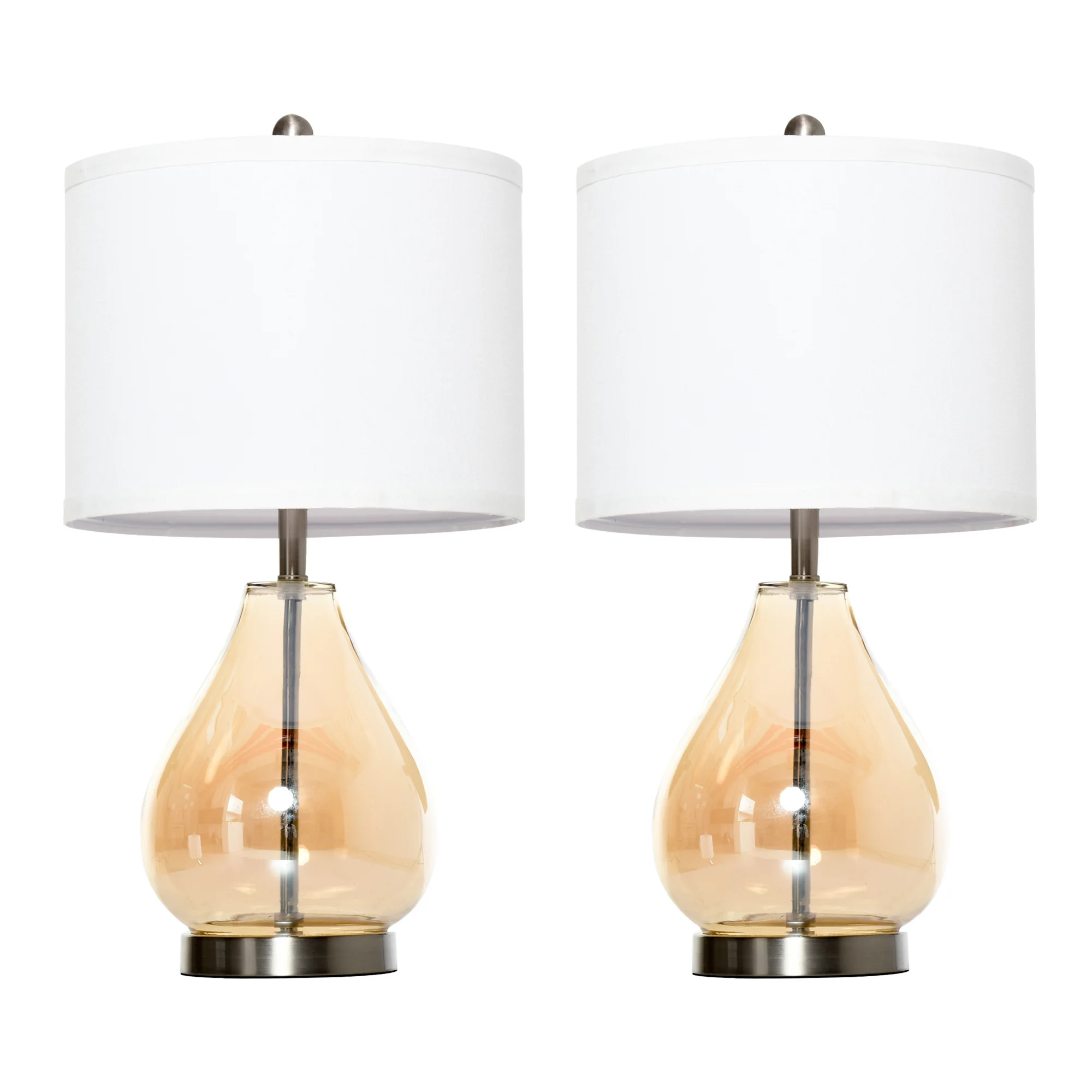 HOMCOM set of 2 table lamps bedside table lamps with linen cap E27 Max. 40W for living room bedroom Ø 30x56 cm White