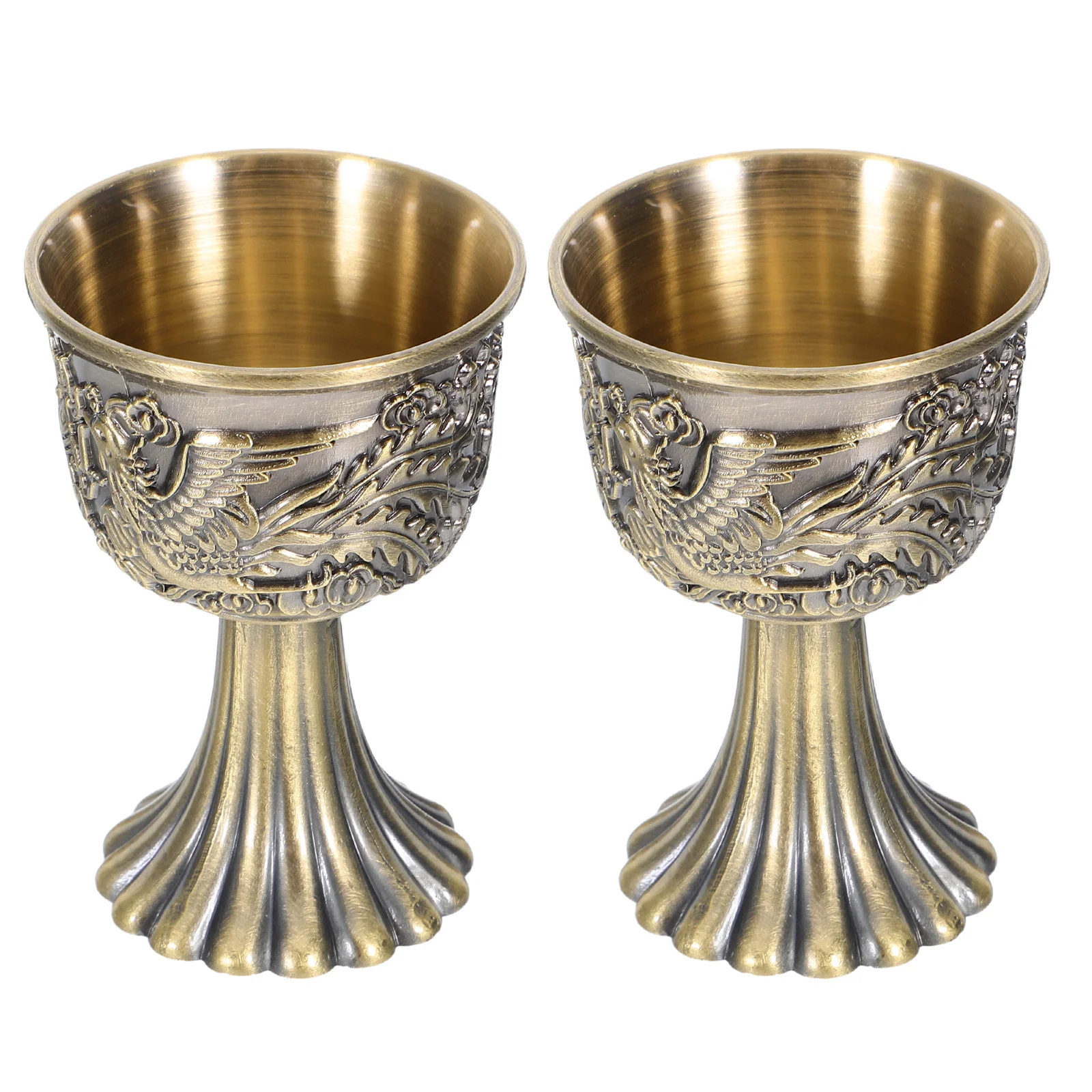 

2 pcs Vintage Dragon Phoenix Chalice Cup 30Ml Zinc Alloy Retro Wine Goblet For Medieval Party Household Decorative Wine