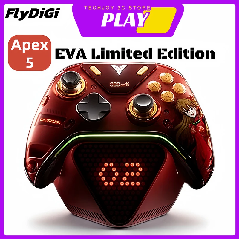 FlyDiGi APEX 5 EVA 무선 게임 컨트롤러 게임 패드 (PC, 스위치/스위치2, 모바일, XBox, Steam용) 충전 도크 포함, 아스카 애니메이션 선물