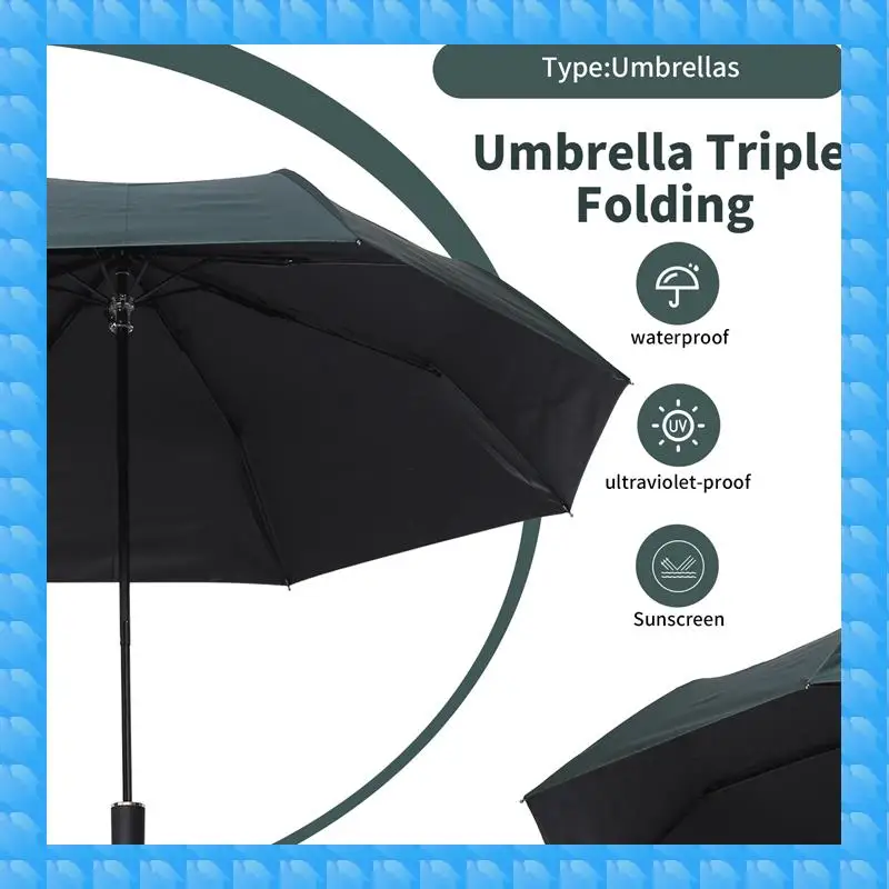 

ETRT UV Clear Umbrella Three Fold Thickened Black Glue Sunscreen Sun Umbrella Nine Plywood Parasol