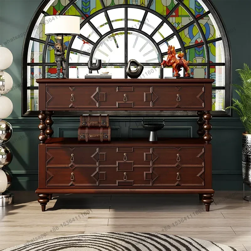 French solid wood chest of drawers living room retro bedroom storage table entrance cabinet decoration with a sense of luxury