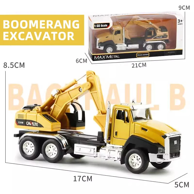 3 Pack of Diecast Engineering Construction Vehicles Dump Digger Mixer Truck 1/50 Scale Metal Model Cars Pull Back Car Kids Toys