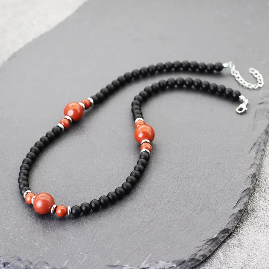 Fashion Men Necklace Natural Stone 19 Inches Short Choker Collar Perfect Gifts For Him Lucky Amulet Colar Casual Accessories