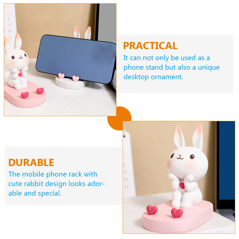 Rabbit Phone Holder Smartphone Stand Adjustable Bed Frame Creative Desk Resin Cartoon Bunny Girl Cell