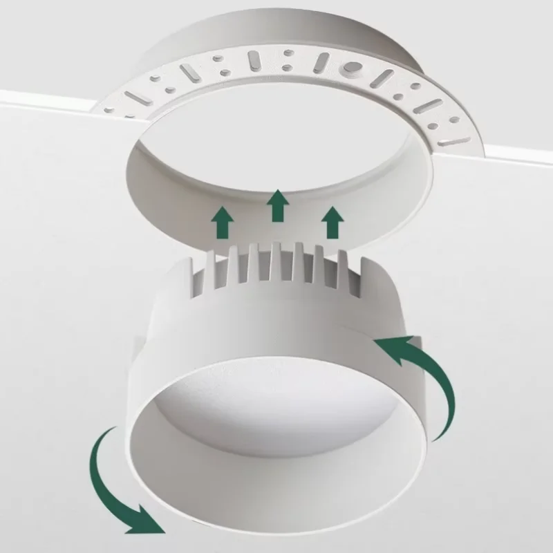 Embedded Part Borderless Anti Glare COB Downlight 5W 10W 15W 20W 85-265V Spotlight Ceiling Lamp, Suitable For Hotel And villa