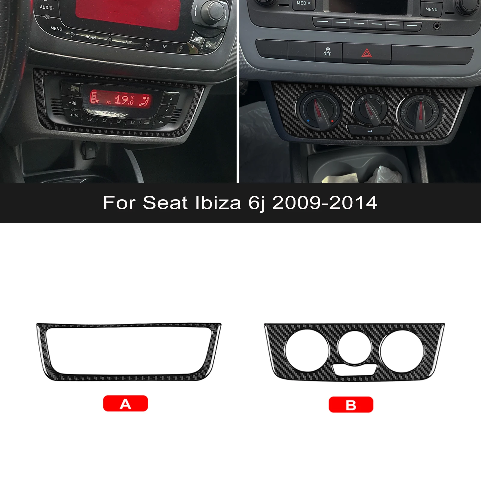 Soft Carbon Fiber Sticker For Seat Ibiza 6j 2009 2010 2011 2012 2013 2014 LHD RHD Car Central Control AC Frame Panel Trim