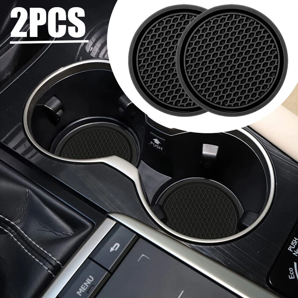 2 Pcs Black Car Auto Cup Holder Anti Slip Insert Coasters Pads For Car Interior Decoration Car Styling Accessories