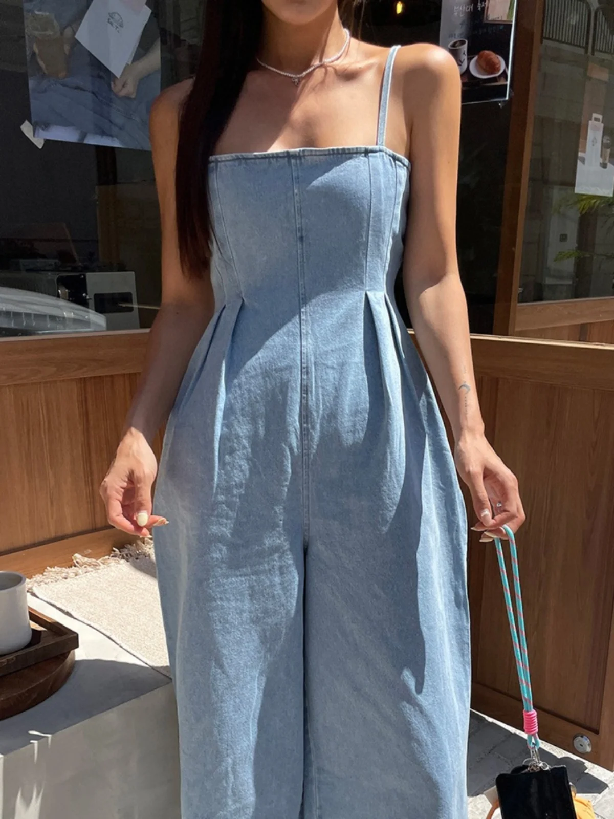 

Faionable Korean Sle Denim ter Onesie Women's High Waist Slimming Loose Casual Long Pants Comfortable Straight Leg Tro...