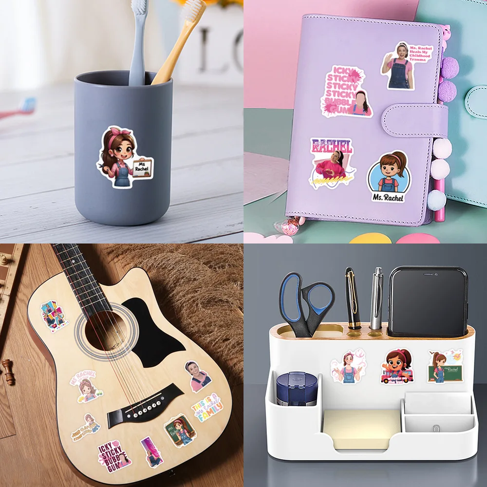 50/100 قطعة الإنجليزية راشيل المعلم السيدة راشيل الكتابة على الجدران ملصق الأمتعة كوب ماء القرطاسية ملصق