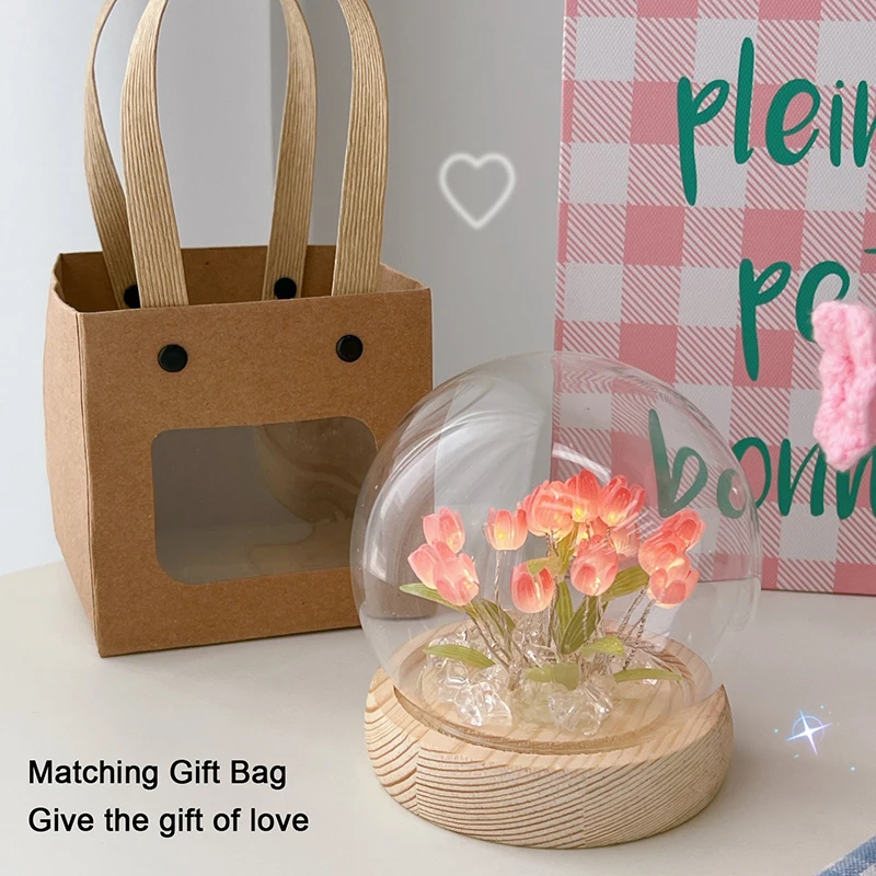 Künstliche Tulpe Blume Nachtlicht Ornamente handgemachte DIY Nachttische LED Nachtlampe Schlafzimmer Schreibtisch Dekor Geburtstagsgeschenke Tischlampe – Detail 21
