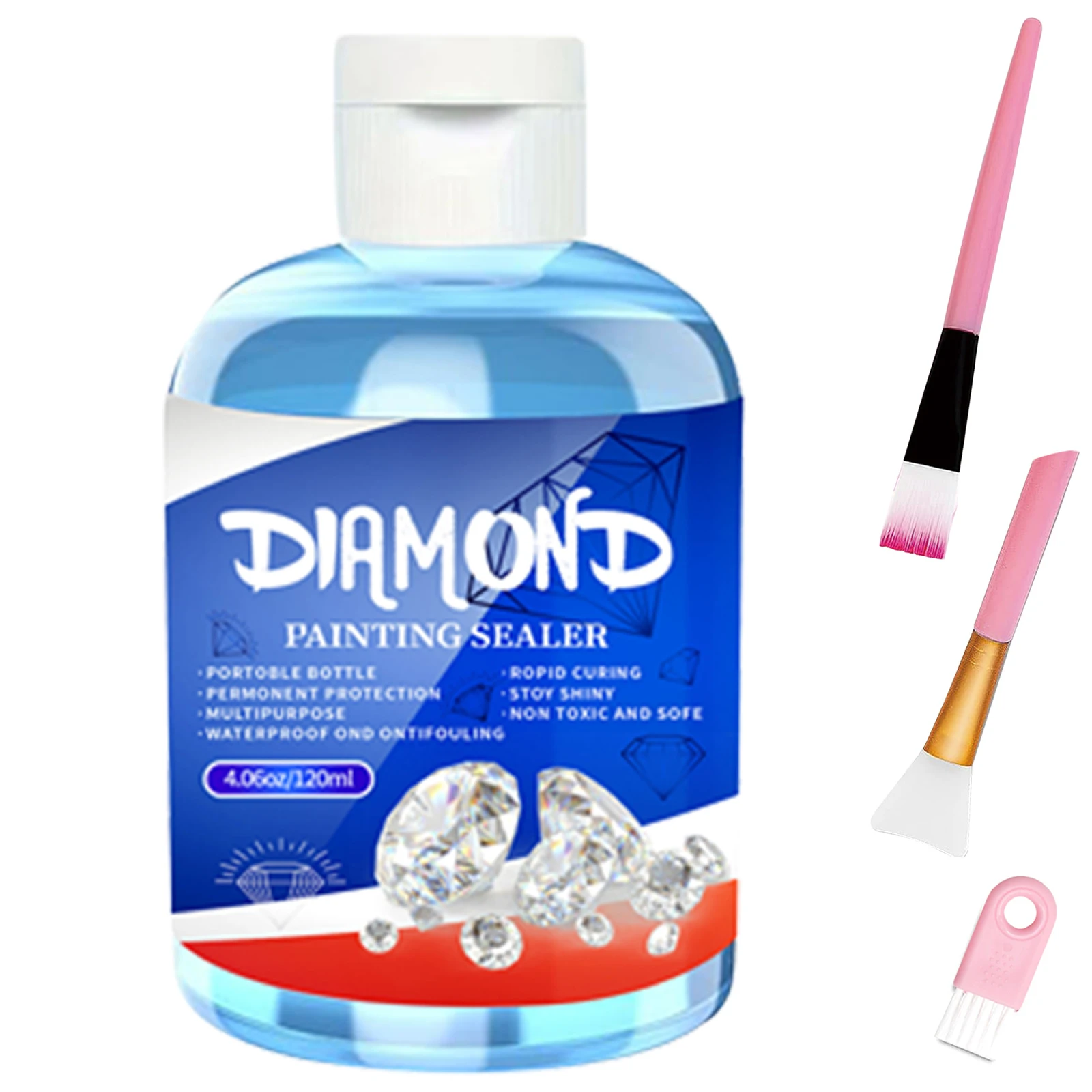 4In1 120ML Diamond Painting Sealer with 3 Pcs Brushes  Art Permanent Hold & Shine Effect Sealer Diamond Painting Puzzle