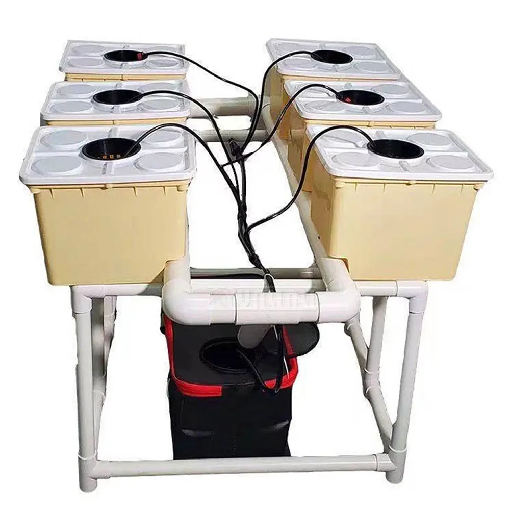 6-Pot Dutch Bucket Hydroponic System, 5-Pot Growing Box for Balcony Vegetable Planting, Home Soilless Cultivation Kit