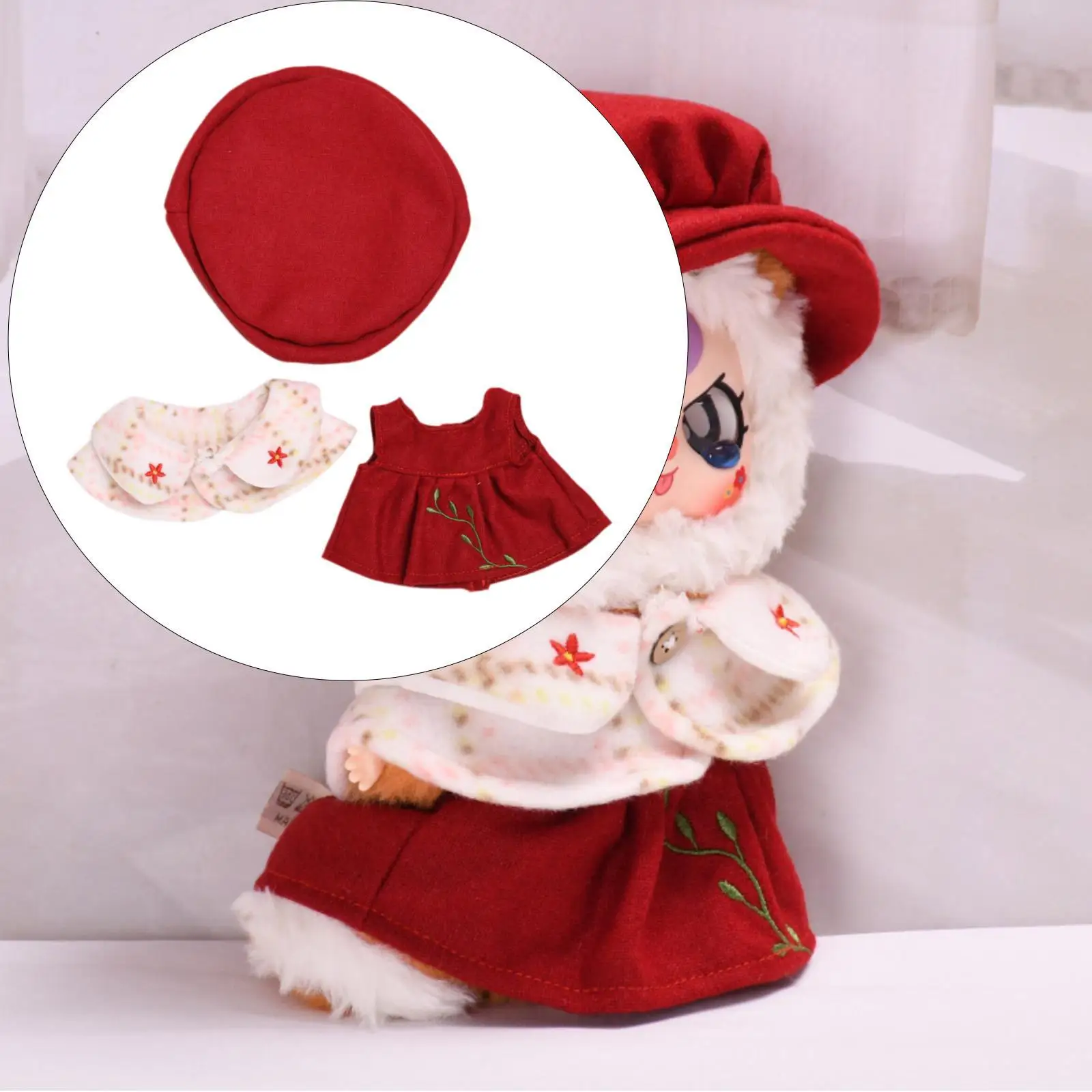 Plush Doll Clothes Doll Dress Shawl and Hat Plush Doll Accessories Photo Props Costumes Stuffed Animal Accessories Fashion Soft