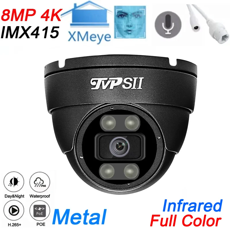 

Full Color Infrared 4K 8MP XMeye Grey Waterproof Metal H.265+ Face Detection ONVIF Audio Hemisphere Dome POE IP CCTV Camera