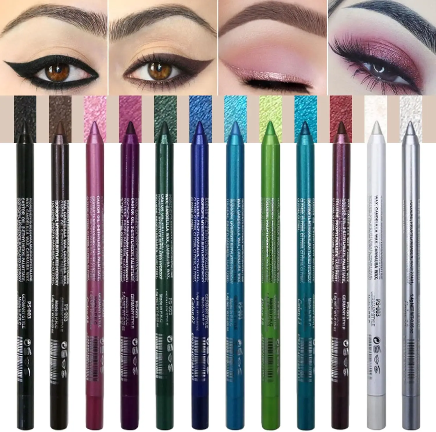 

12-Color waterproof color eyeliner pen set (metal pearlescent model) lasting non-smudging