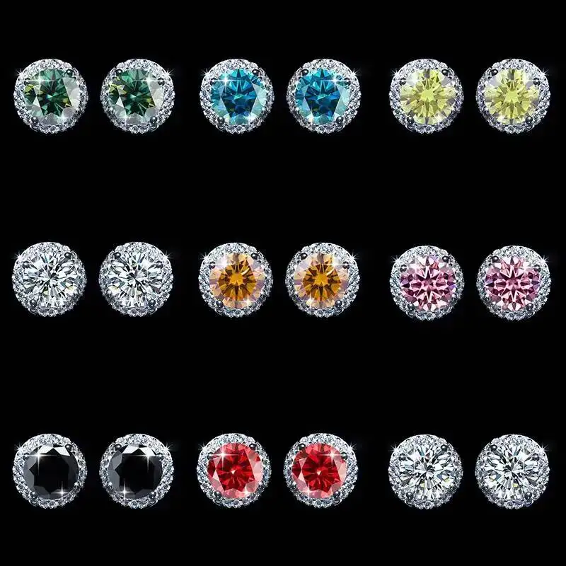 Fast Shipping Hiphop Unisex 925 Sterling Silver VVS D Color 1Ct Moissanite Earrings for Men and Women