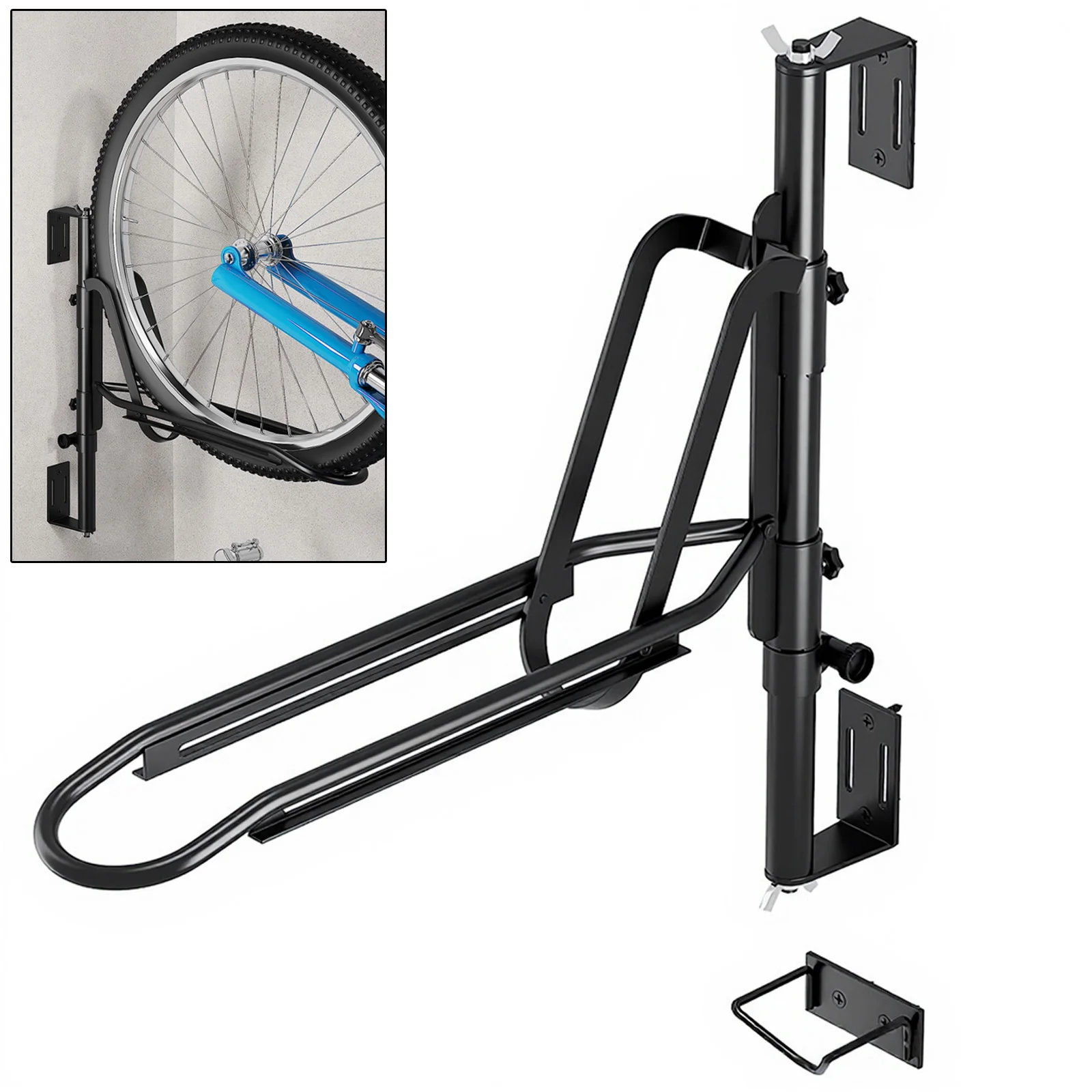 Verstellbarer & Zusammenklappbarer Fahrrad-Wandhalter aus Stahl – Platzsparende Fahrrad-Aufbewahrungslösung für die Garage – Einfach zu installieren, ideal für Mountainbikes, Rennräder & mehr –