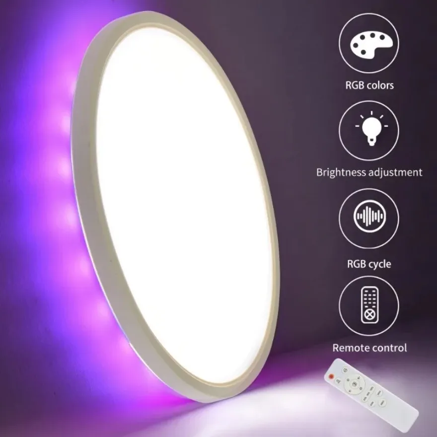 Led Plafondlamp Moderne Dimbare Ronde Ultradunne Achtergrondverlichting Rgb Decoratief Licht Woonkamer Slaapkamer Verlichtingsarmaturen