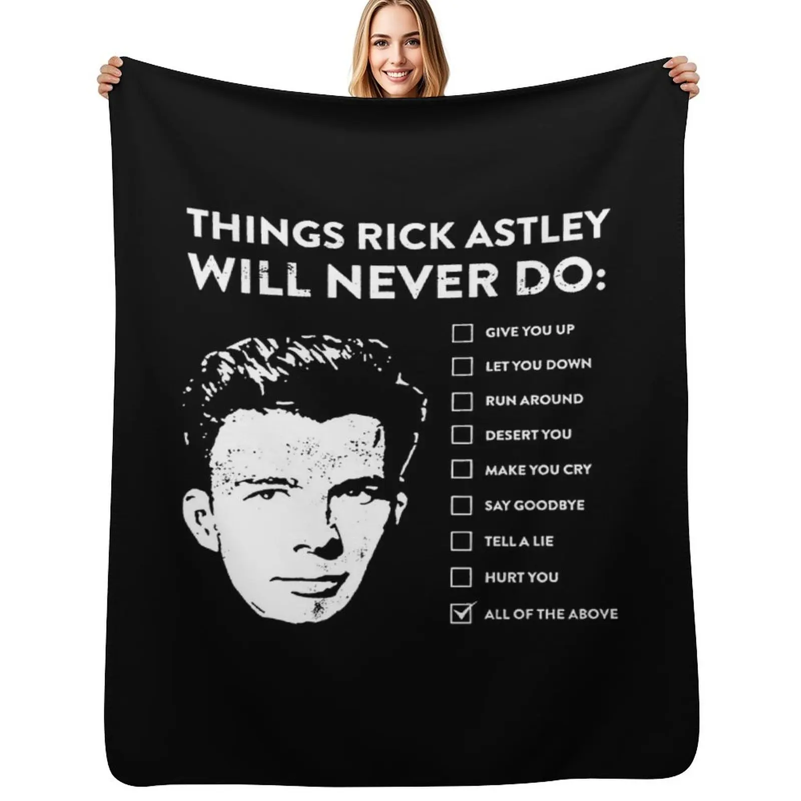 Things rick astley will never do Throw Blanket Warm Flannel Blanket for Couch Chair Bedroom