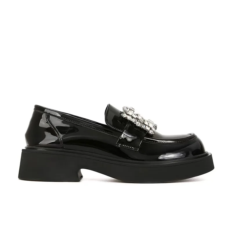 كريستال مشبك منصة الشقق النساء رشاقته سوليد أوكسفورد لامعة أحذية من الجلد الصغيرة السيدات الكعك المتسكعون فام ديربي الأخفاف #4