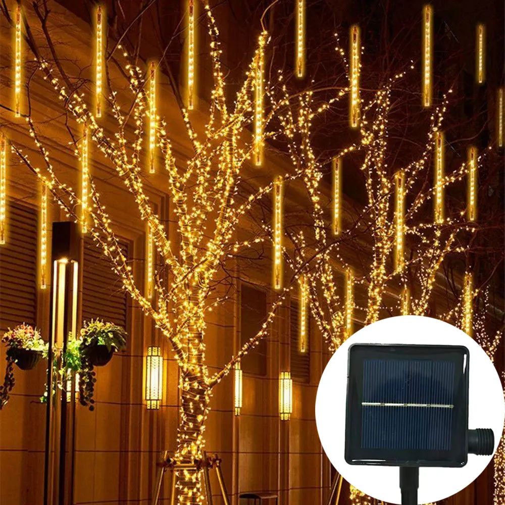 

1 Pack 30/50cm Solar Meteor Shower LED Lights Icicle String for Garden Wedding Party Holiday Christmas 2024 Lights Outdoor