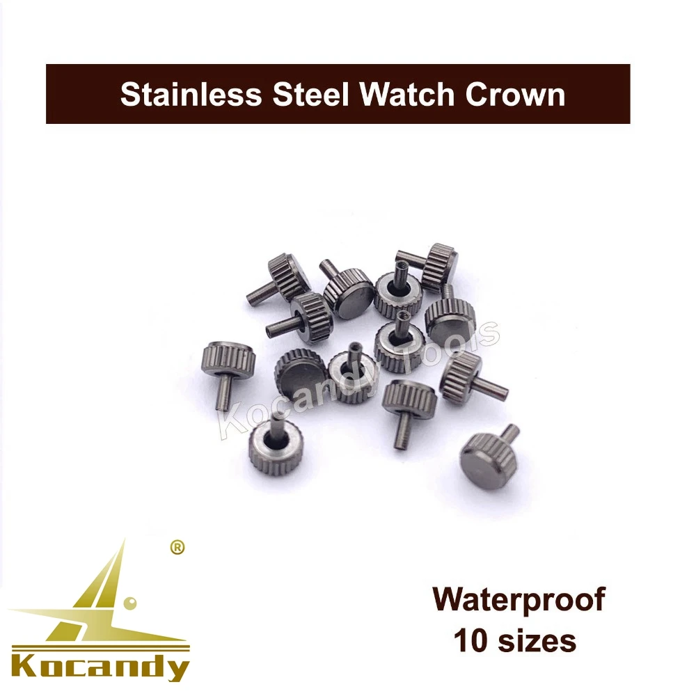 Waterproof Watch Crown Parts Replacement Assorted Watch Repair Kits for Watchmakers Black Colour