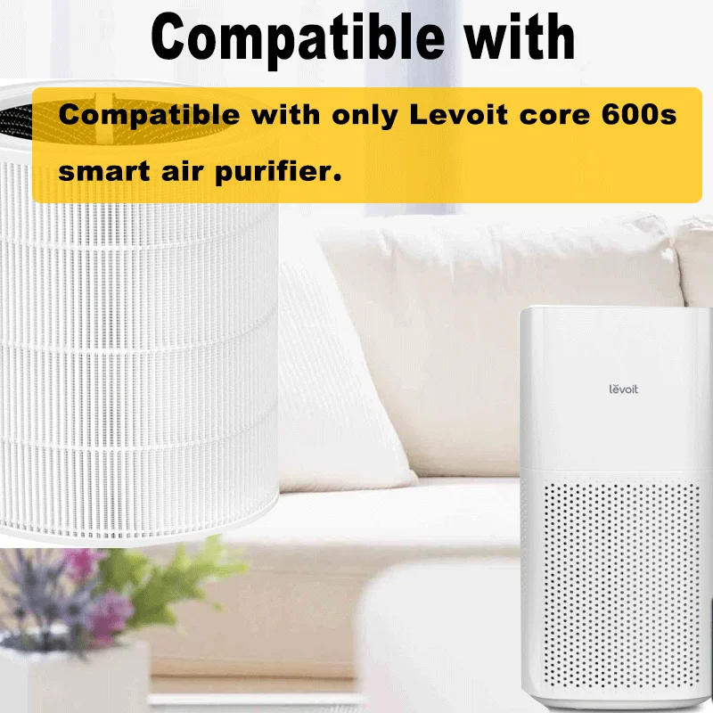 Core 600S แผ่นกรองทดแทนสําหรับเครื่องฟอกอากาศ Levoit 600s Smart H13 True HEPA Core 600s-rf, สีขาว