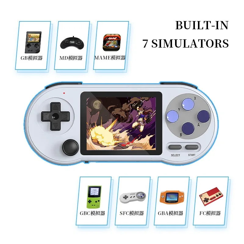 New SF2000 Portable Handheld Game Console 3 Inch IPS Retro Game Consoles Built-in 6000 Games Retro Video Games For Kids Gift