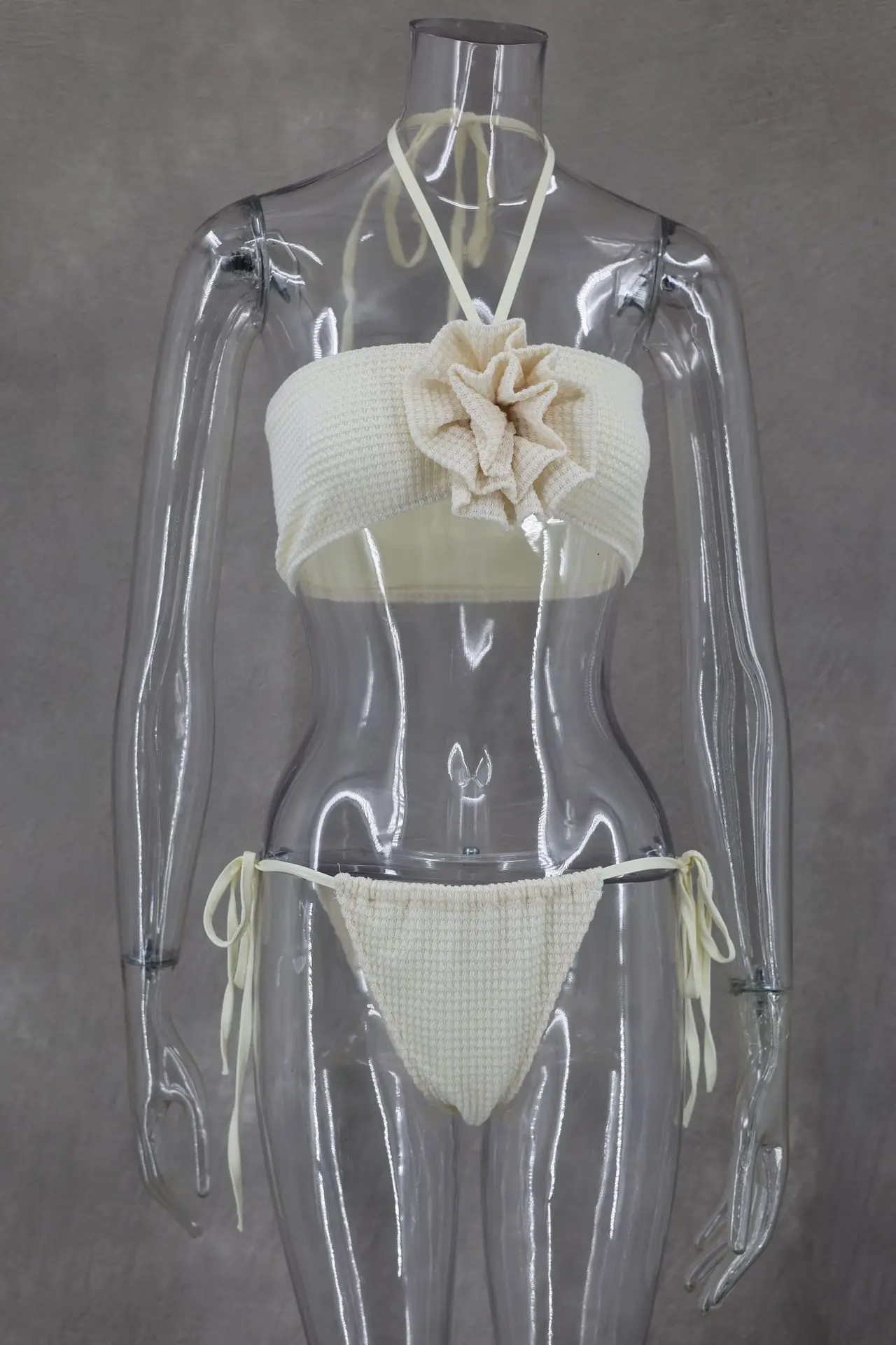 Conjunto de vestido de praia floral 3d moda feminina biquíni 3 peças conjunto sexy halter sem costas colheita superior + saia longa conjunto 2025 roupas de férias