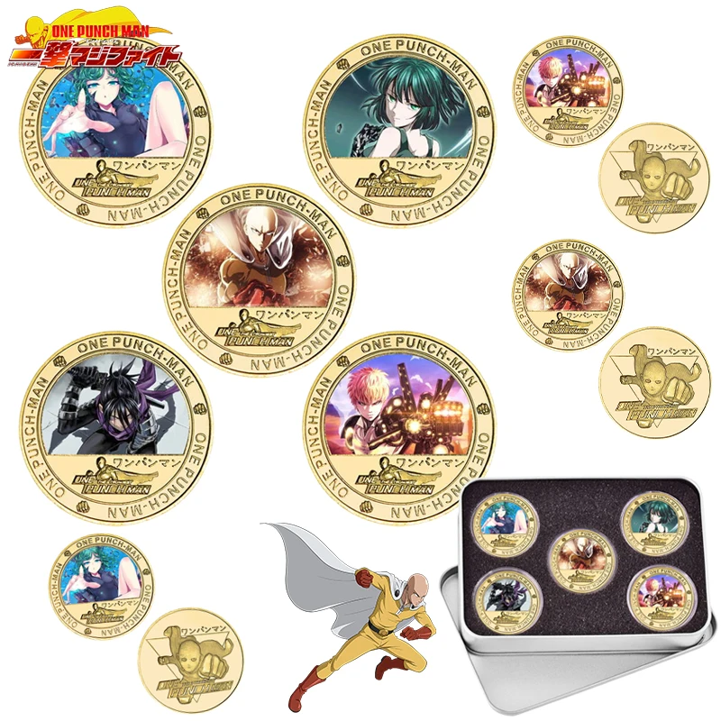 عملات معدنية قابلة للجمع من One Punch Man Saitama للأولاد والبنات معدنية ذهبية اللون ورهيبة تورنادو عملات تذكارية هدايا عيد الميلاد