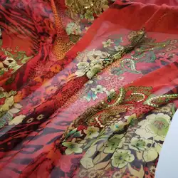Pure Silk Fabric Tissue Embroidery Sequins Scarf Toub Saree Decoration Dress Material