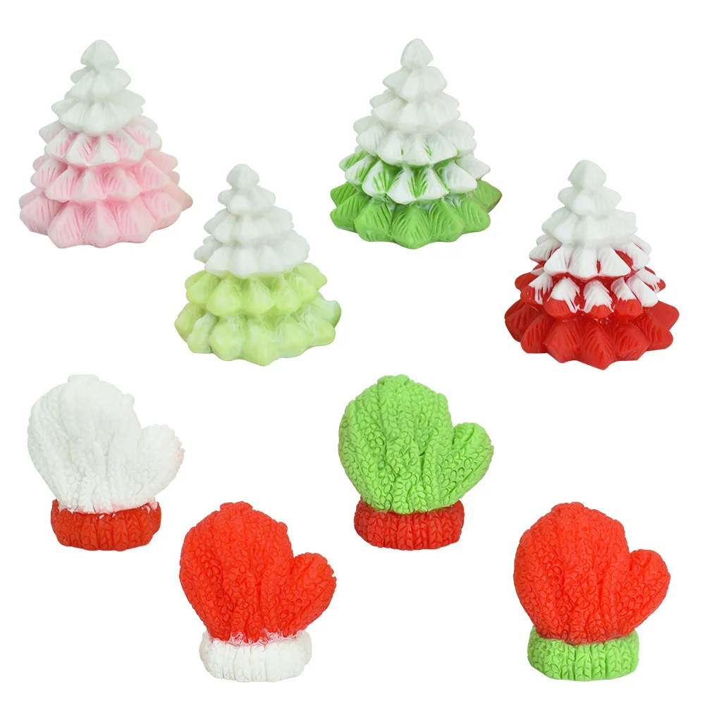 New Cute Resin 3D Mini Christmas Tree Gloves Planar Flatback Cabochans Flatbacks Craft Supplies Kawaii Accessories Charm DIY image 5