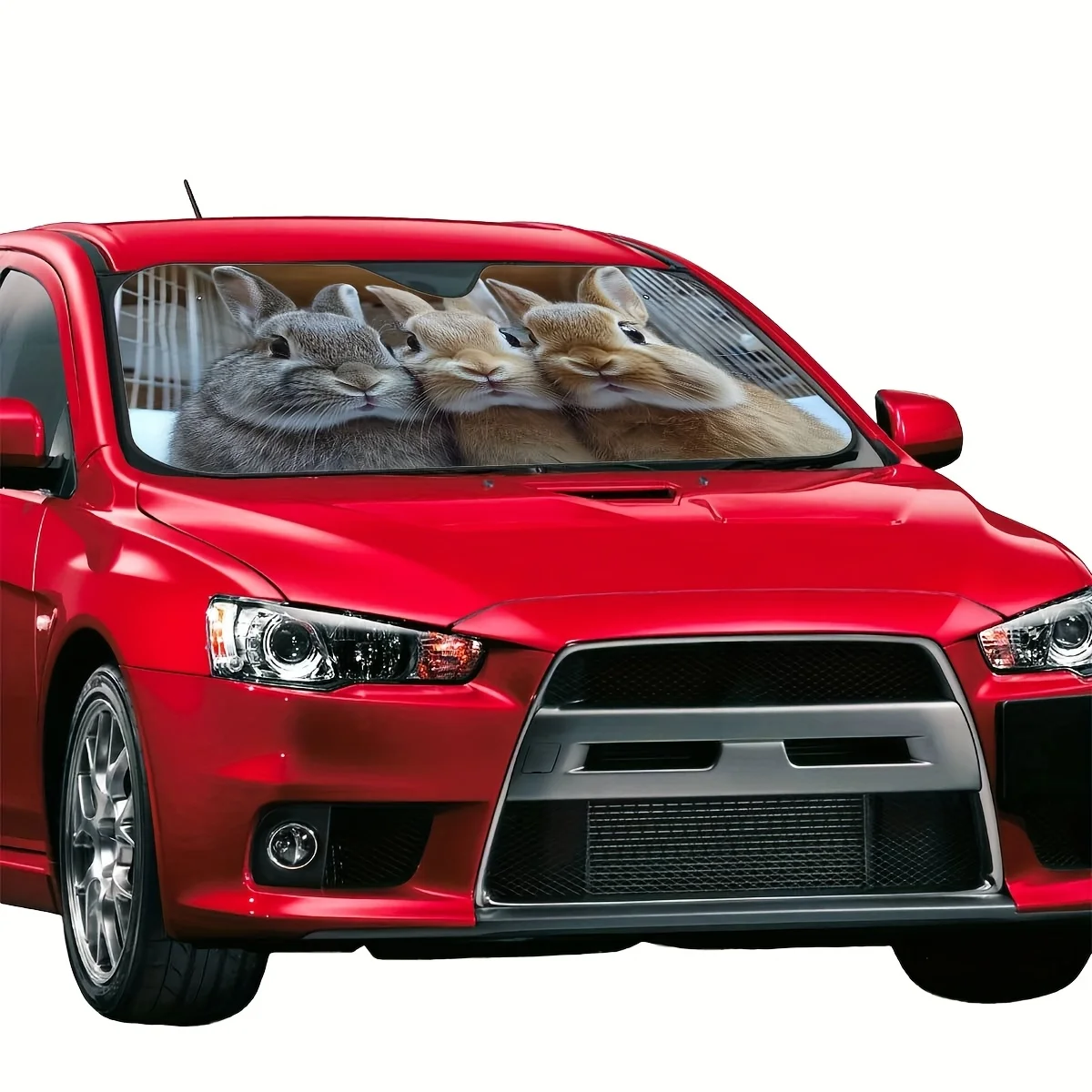 1pc Cute Bunny Rabbit Car Sunshade - Adorable Triple Rabbit Design, UV & Heat Protection, Fit Windshield Shade, Easy Install Car