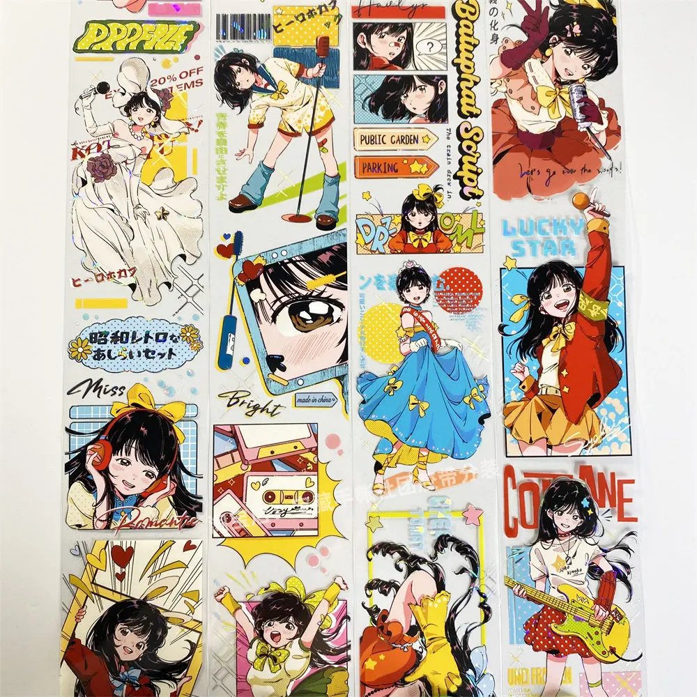 

Наклейка для чехла телефона/журнала с персонажами Sound Tide Girl, певицами и музыкальными инструментами, серия A186, в стиле Washi Tape