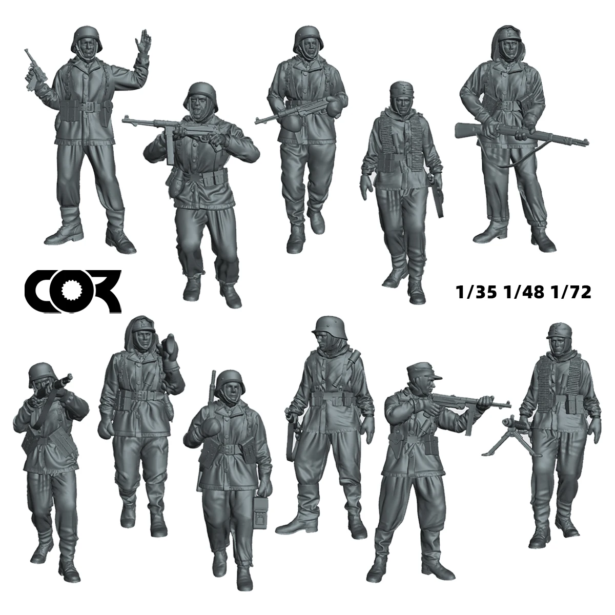 1/35 1/48 1/72 Scale Model Kit 3D Resin Miniature Soldiers Figures German Eastern Front Soldiers Unpainted Unassembled Diorama