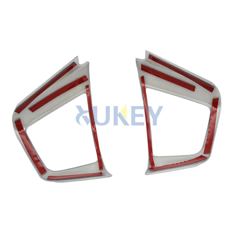 For Hyundai Creta 2015 2016-2019 Chrome Interior Steering Wheel Panel Cover Trim Badge Frame Molding Garnish Bezel Surround 2pcs