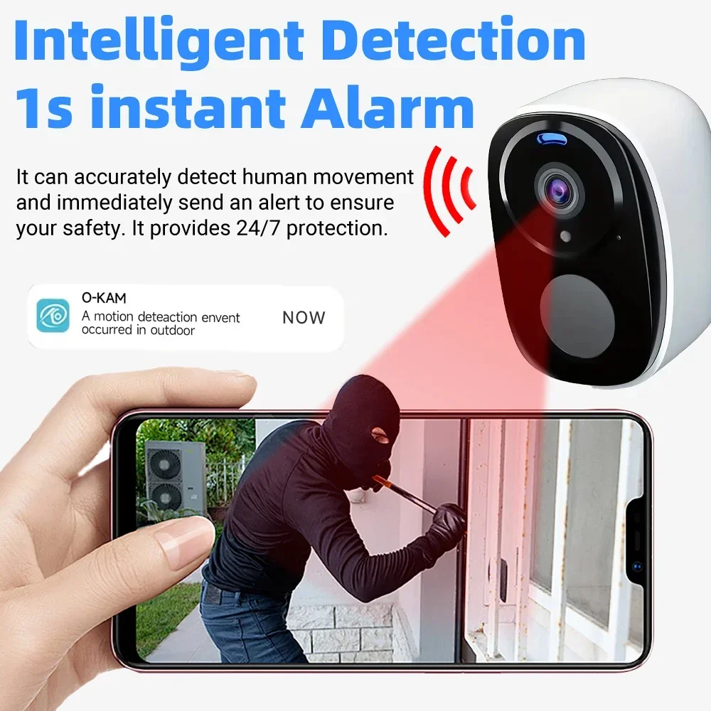 2K 4G Solar Security Camera Wireless WiFi Outdoor PIR Motion Detection Color Night Vision Waterproof Battery Powered 2-Way Audio