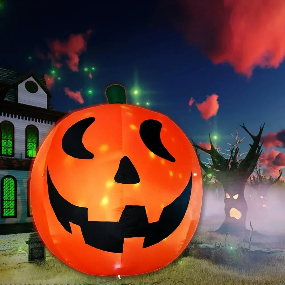 10 Feet Halloween Inflatable Giant Pumpkin with Build-in LEDs Blow Up Inflatables for Halloween Party Indoor Outdoor Blow Up