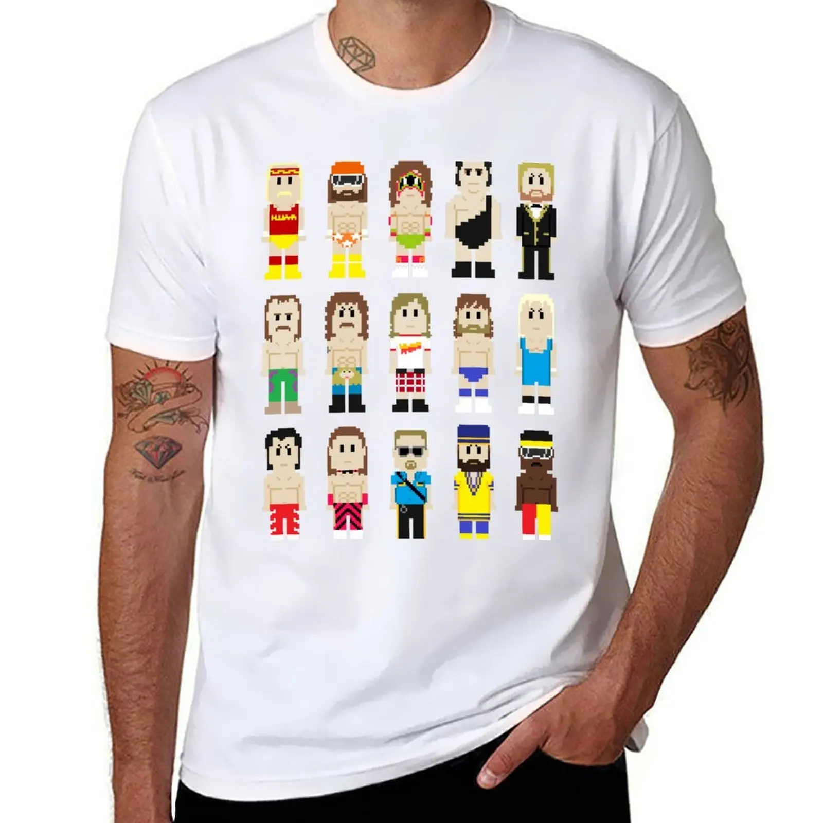 

8-Bit Wrestlers! T-Shirt man t shirt heavy cotton anime t shirts oversize T-Shirt