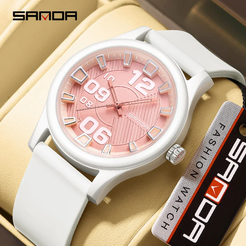 

SANDA 3252 Top Popular Student Quartz Watch Fashionable and Simple Luminous Waterproof Silicone Tape Children's Quartz Watch