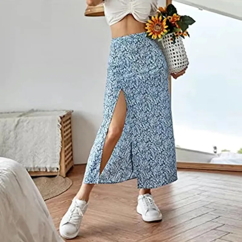 

Skirts for Women Women's Printed Half Length Skirt Women's Length Fashionable Skirt with Slit