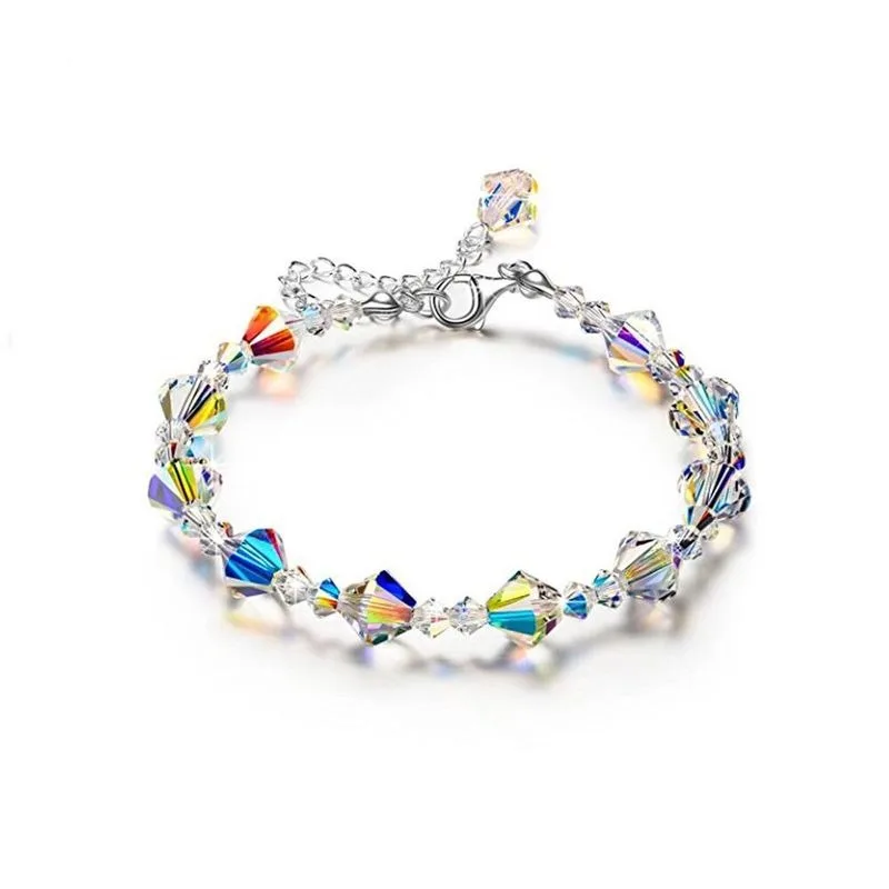 Colorful Square Glass Crystal Beaded Bracelets for Women Temperament Handwork Bracelets Bangles Charms Friendship Jewelry Making