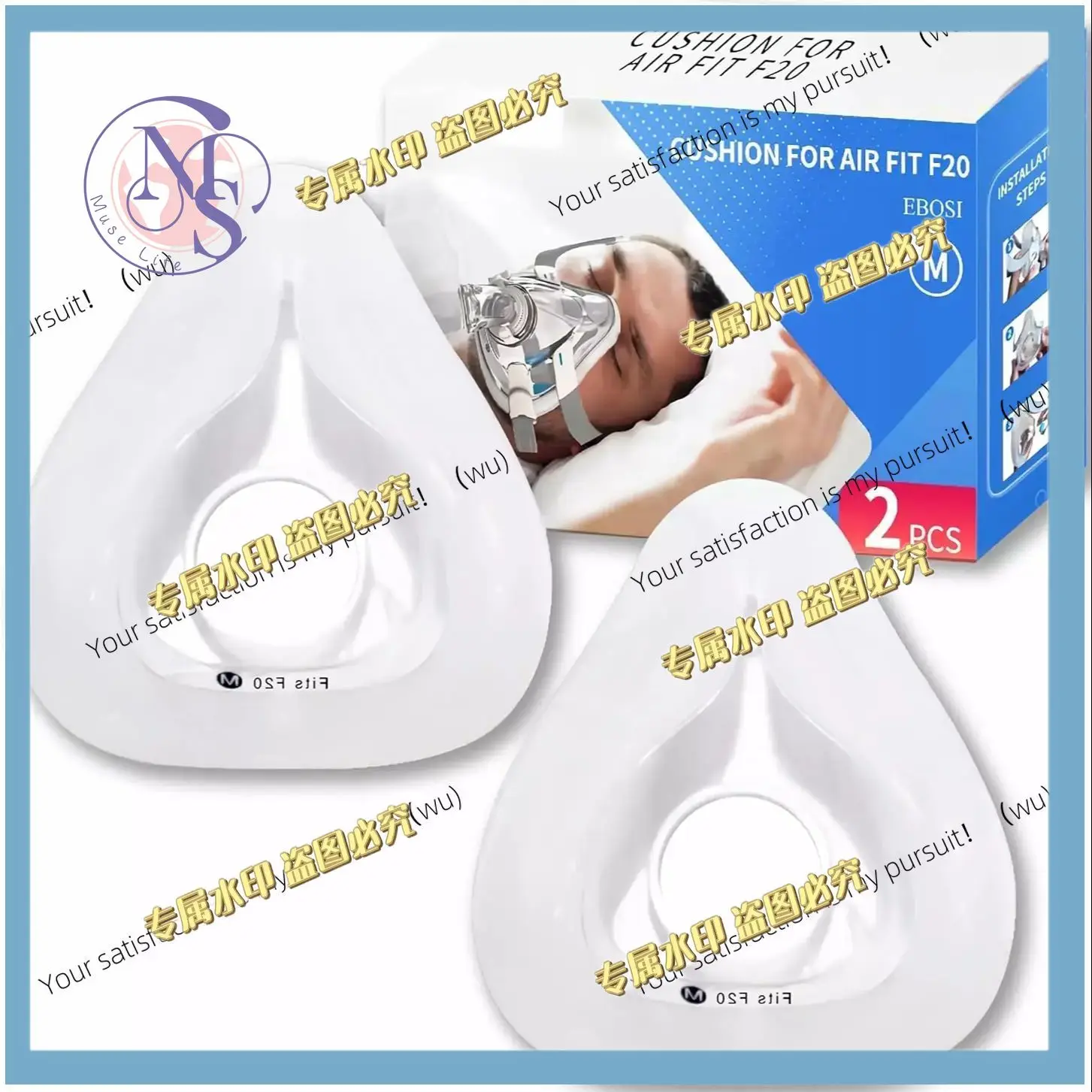 

2 Packs M#Medium Full Face CPAP Mask Cushion Replacement for ResMed AirFit F20 - Soft Comfortable Nasal Pillow CPAP Accessory