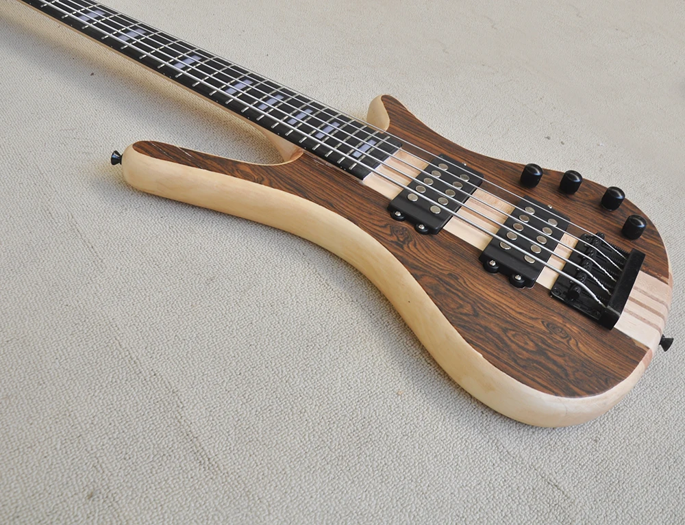 5 Strings Neck-thru-body Electric Bass with Pearled Inlay,Rosewood Fretboard,24 Frets